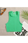 Crop Top Women Solid T-shirts Vest Elastic Rib-Knit - HEPSIBAH SHOP