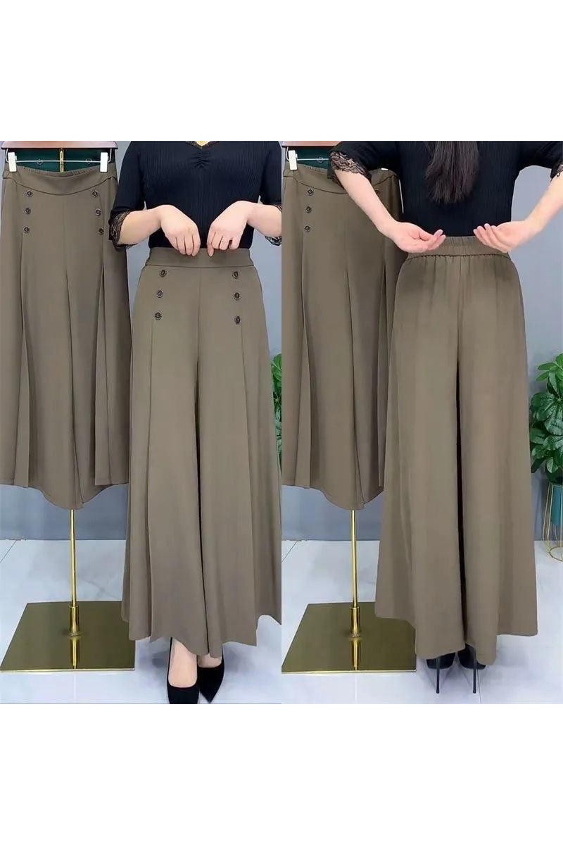 All-match Drape Button Bigfoot Nine Point Jilt Trousers Female - HEPSIBAH SHOP