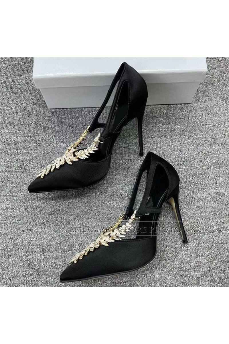 Rhinestone Embellished Fretwork Stiletto Heels - HEPSIBAH SHOP