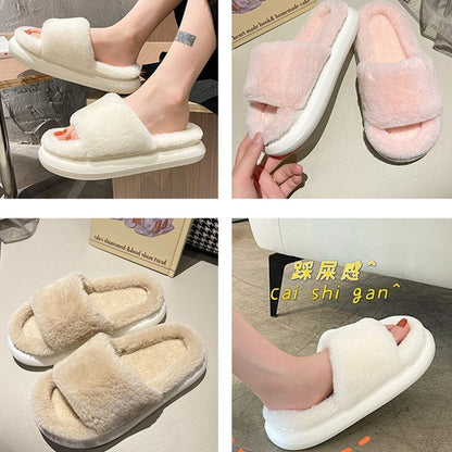 Thick Fluffy Fur Slippers Women Shoes - HEPSIBAH SHOP