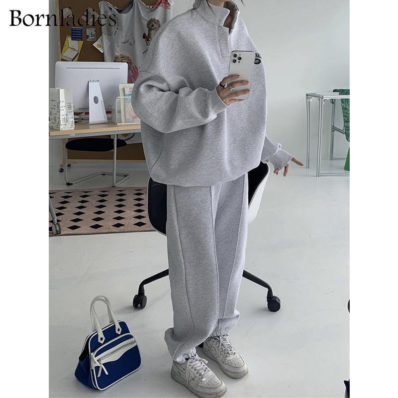 Bornladies Women Cotton Sweatshirt Suit Oversized Sets - HEPSIBAH SHOP