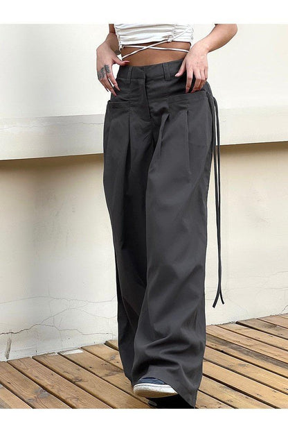 HEYounGIRL Shirring Casual Wide Leg Pants Women - HEPSIBAH SHOP