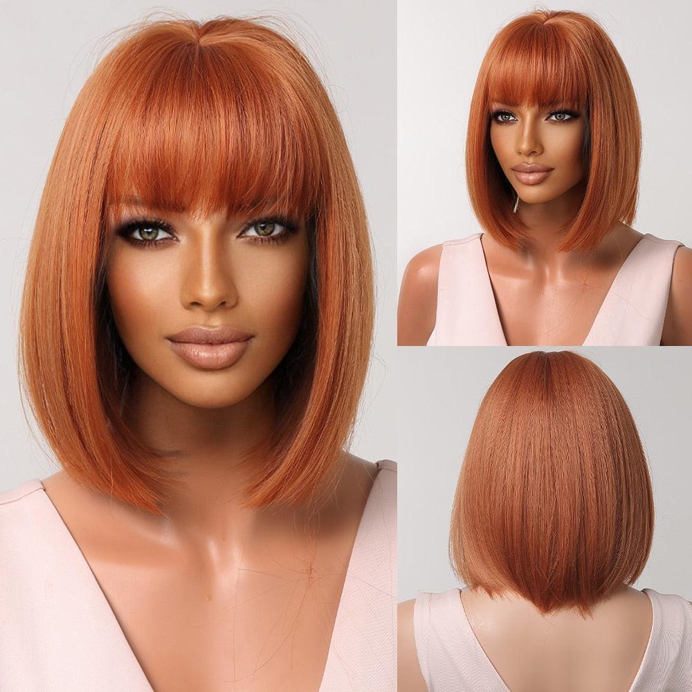 Short Straight Synthetic Blonde to Brown Ombre Bob Wig - HEPSIBAH SHOP