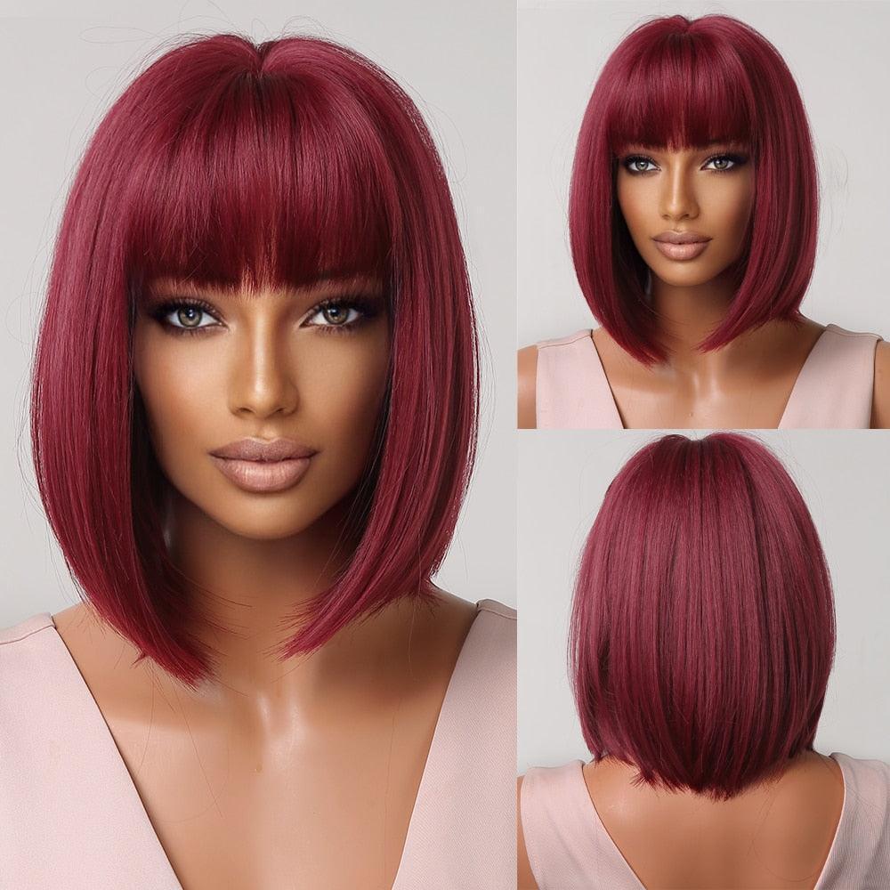 Short Straight Synthetic Blonde to Brown Ombre Bob Wig - HEPSIBAH SHOP