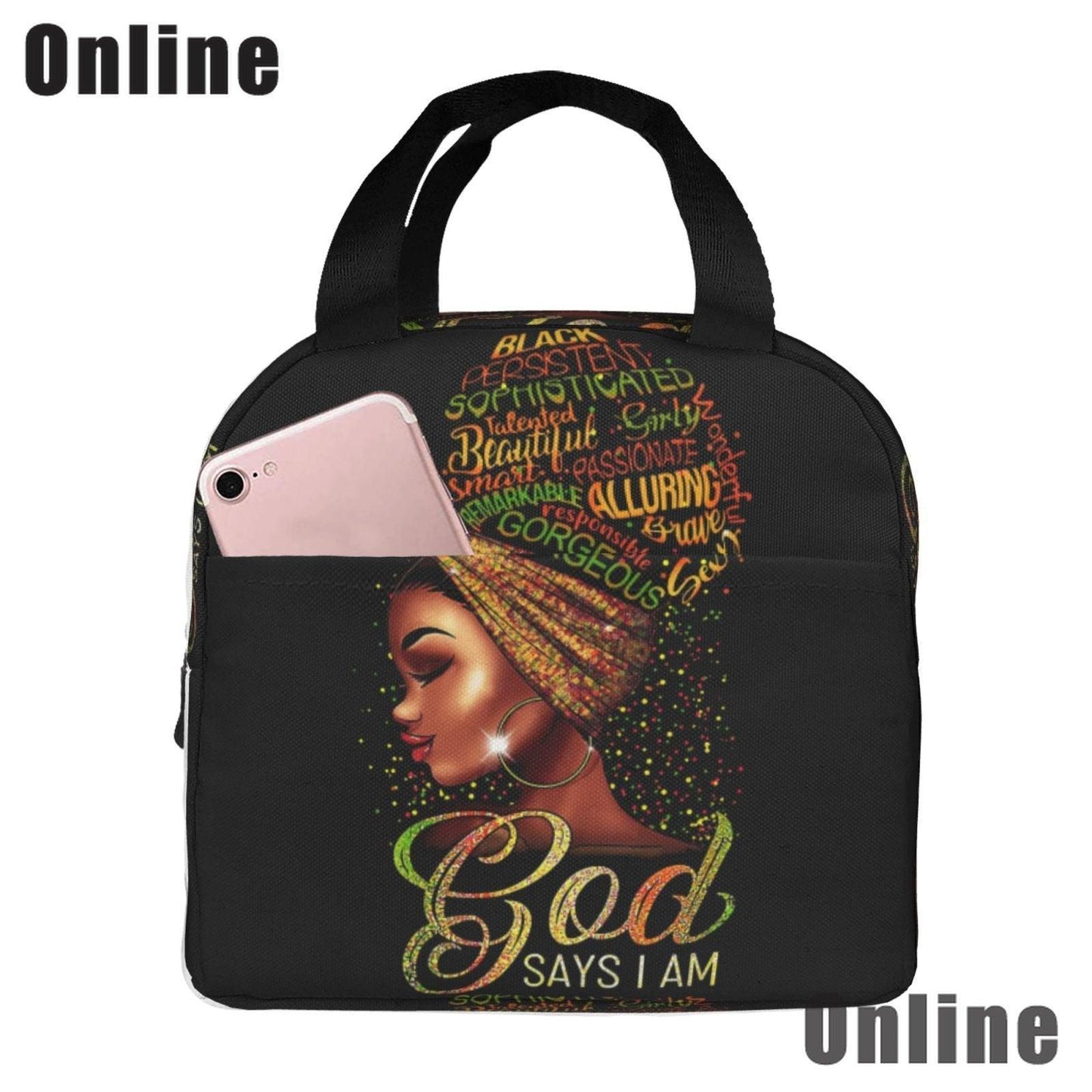 Black Queen African American Girl Lunch Bag - HEPSIBAH SHOP