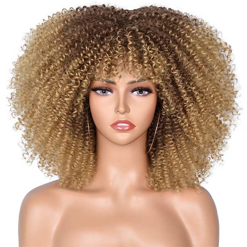 Short Afro Kinky Curly Wig With Bangs - HEPSIBAH SHOP