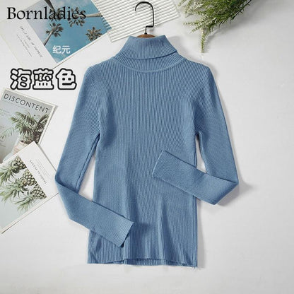 Bornladies Basic Turtleneck Women Sweater Tops Slim - HEPSIBAH SHOP