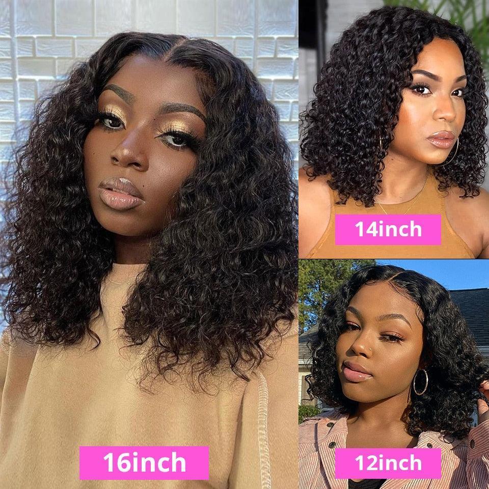 Water Wave Lace Front Wigs for Women Brazilian Closure Bob Wig 13x4 Transparent Lace Frontal Short Wigs Human Hair Pre Plucked - HEPSIBAH SHOP