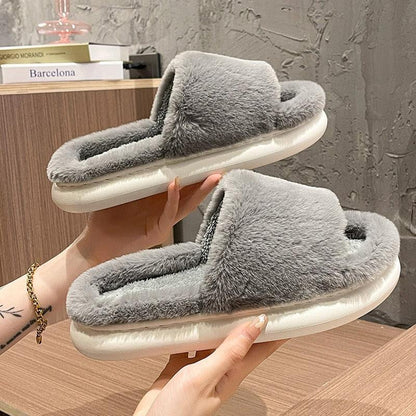 Thick Fluffy Fur Slippers Women Shoes - HEPSIBAH SHOP