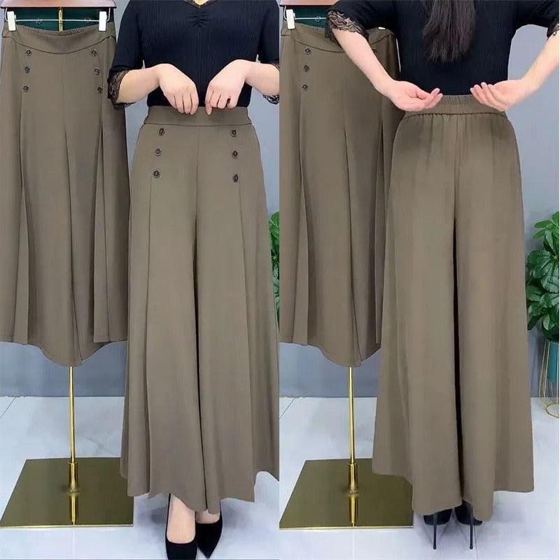 All-match Drape Button Bigfoot Nine Point Jilt Trousers Female - HEPSIBAH SHOP