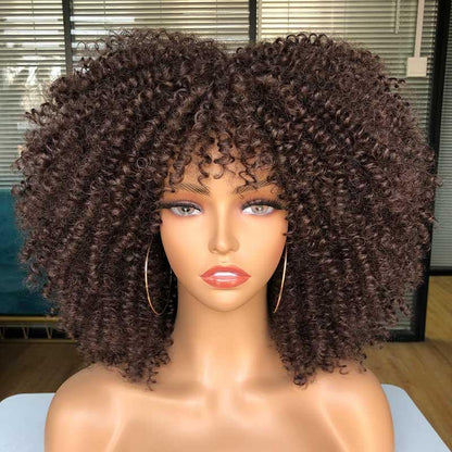 Short Afro Kinky Curly Wig With Bangs - HEPSIBAH SHOP