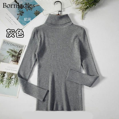 Bornladies Basic Turtleneck Women Sweater Tops Slim - HEPSIBAH SHOP