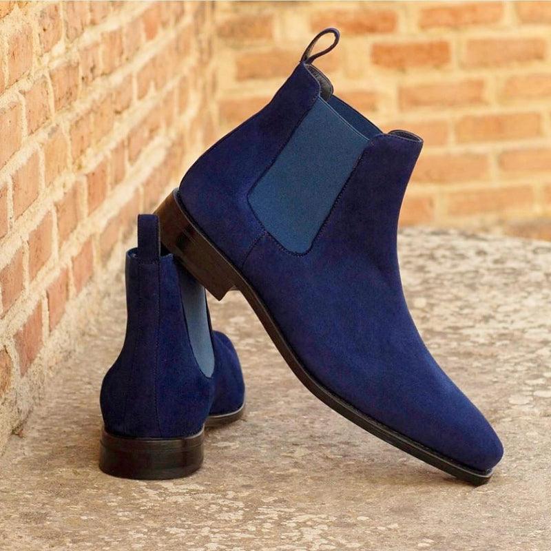 Chelsea Boots Men Blue Faux Suede Classic Fashion - HEPSIBAH SHOP