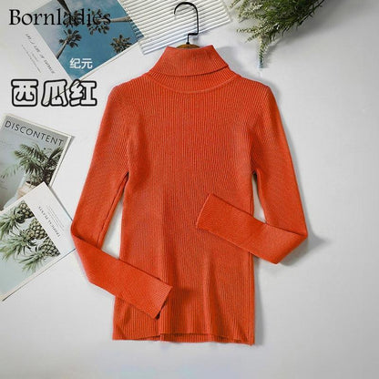 Bornladies Basic Turtleneck Women Sweater Tops Slim - HEPSIBAH SHOP