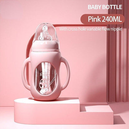 Cute Glass Baby Bottle Soft Feel Silicone Straw - HEPSIBAH SHOP