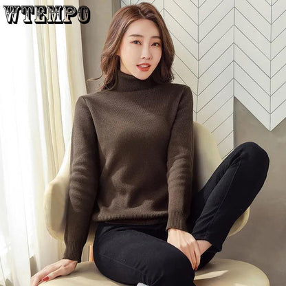 Turtle Neck Winter Sweater Women Elegant Thick Warm Female Knitted Pullover Loose Basic Knitwear Jumper Drop Shipping - HEPSIBAH SHOP