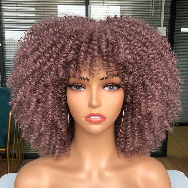 Short Afro Kinky Curly Wig With Bangs - HEPSIBAH SHOP