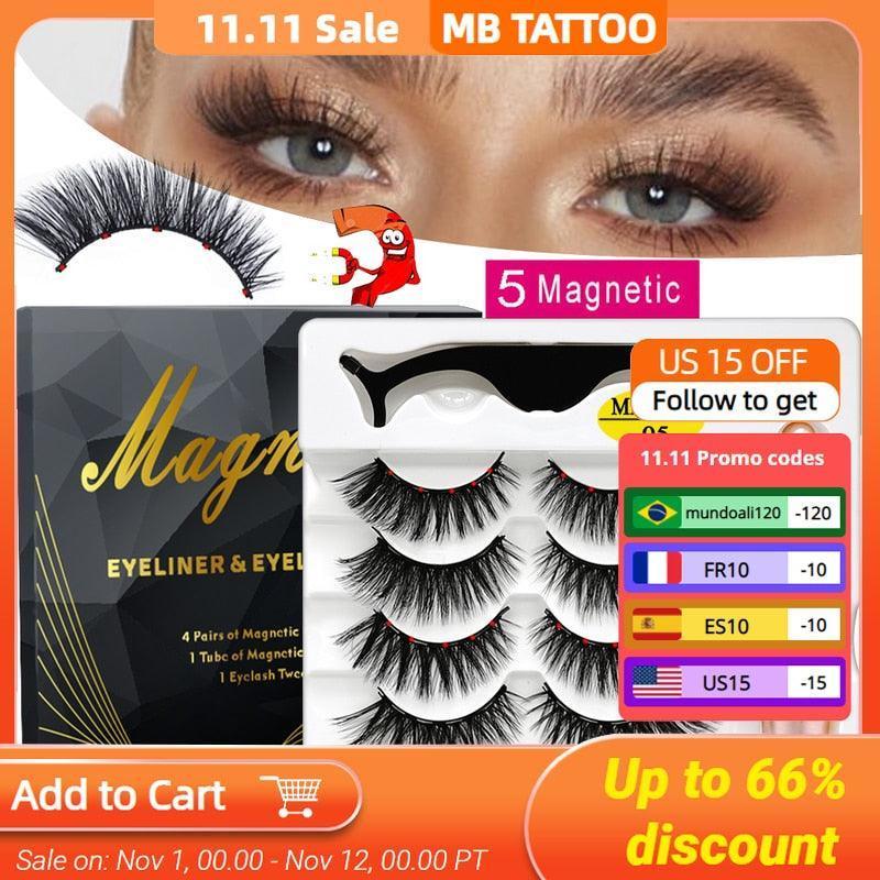 MB 4 Pairs 5 Magnetic Eyelashes Set - HEPSIBAH SHOP