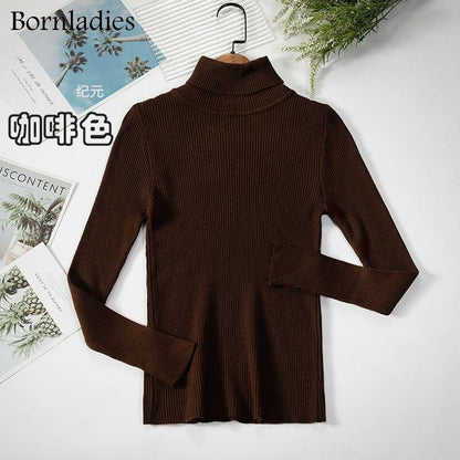 Bornladies Basic Turtleneck Women Sweater Tops Slim - HEPSIBAH SHOP