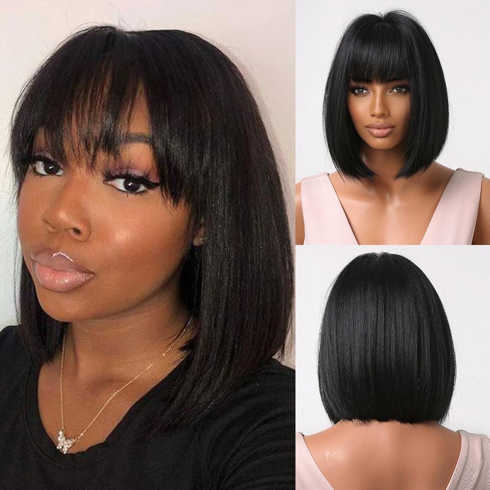 Short Straight Synthetic Blonde to Brown Ombre Bob Wig - HEPSIBAH SHOP