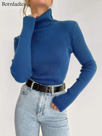 Bornladies Basic Turtleneck Women Sweater Tops Slim - HEPSIBAH SHOP