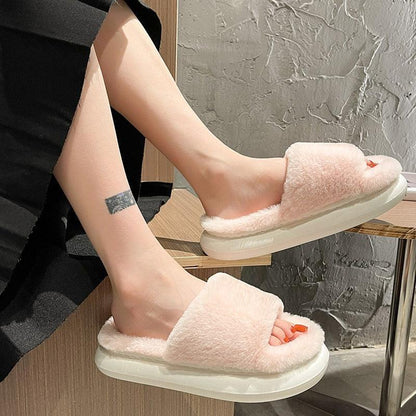 Thick Fluffy Fur Slippers Women Shoes - HEPSIBAH SHOP