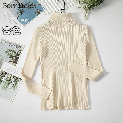 Bornladies Basic Turtleneck Women Sweater Tops Slim - HEPSIBAH SHOP