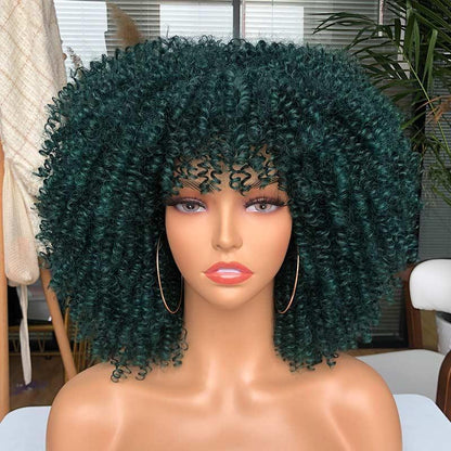 Short Afro Kinky Curly Wig With Bangs - HEPSIBAH SHOP