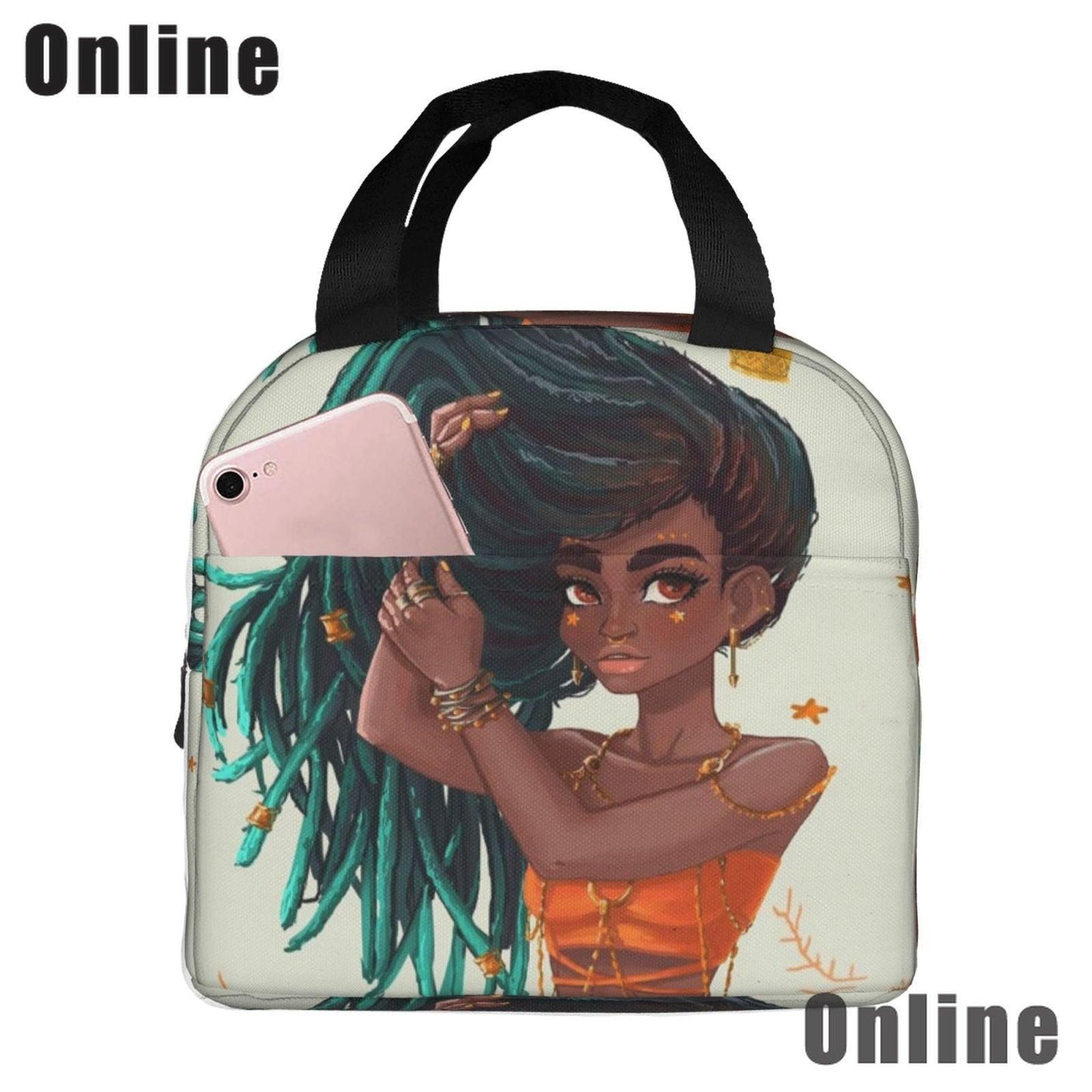 Black Queen African American Girl Lunch Bag - HEPSIBAH SHOP