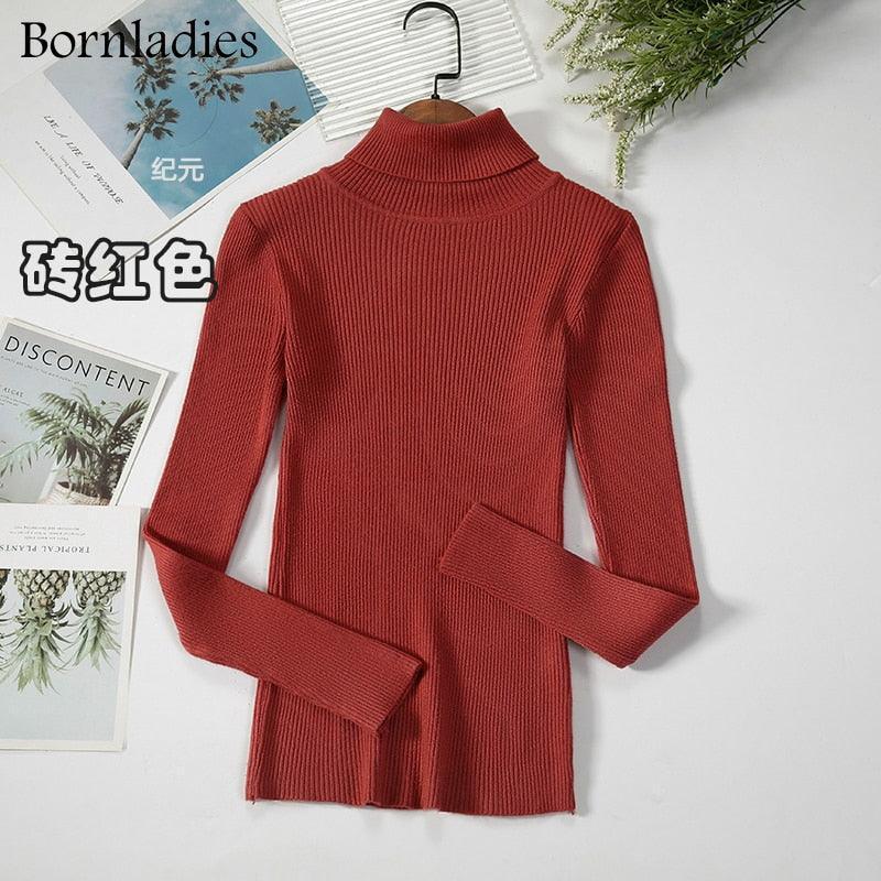 Bornladies Basic Turtleneck Women Sweater Tops Slim - HEPSIBAH SHOP