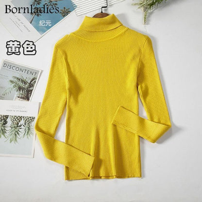 Bornladies Basic Turtleneck Women Sweater Tops Slim - HEPSIBAH SHOP