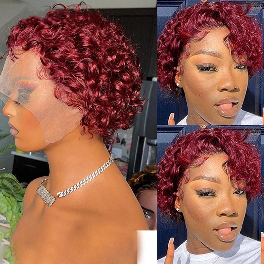 Pixie Cut Wig 99J Color Lace Wig - HEPSIBAH SHOP