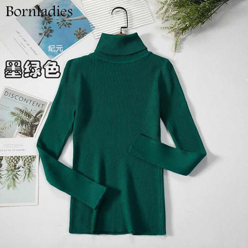 Bornladies Basic Turtleneck Women Sweater Tops Slim - HEPSIBAH SHOP