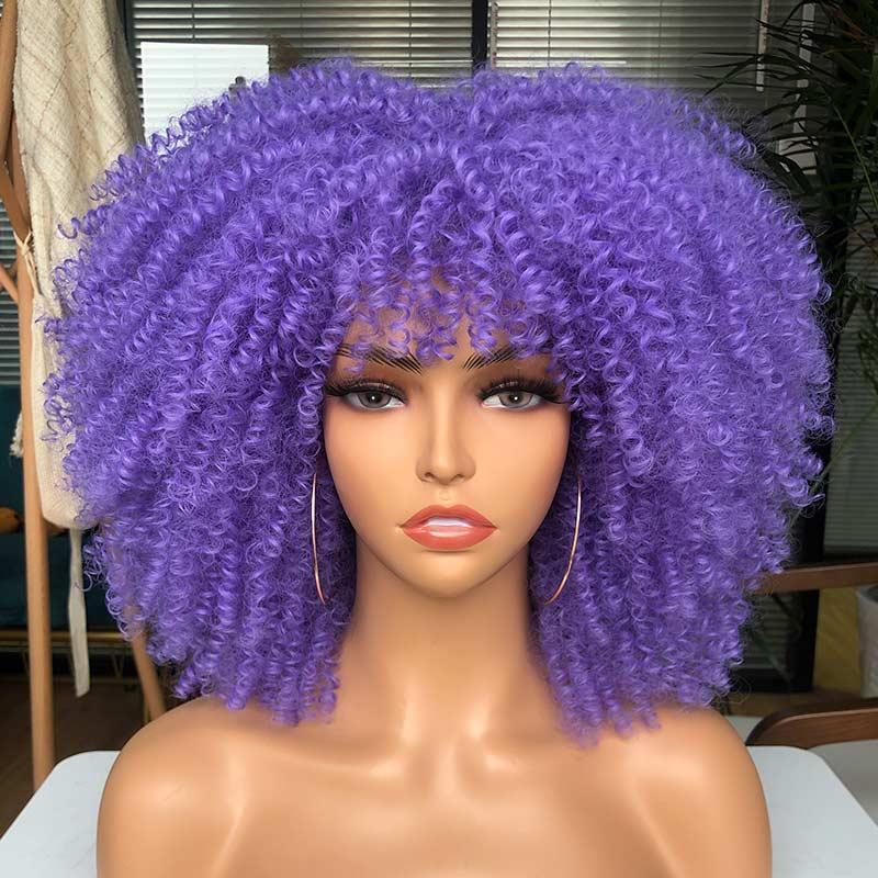 Short Afro Kinky Curly Wig With Bangs - HEPSIBAH SHOP