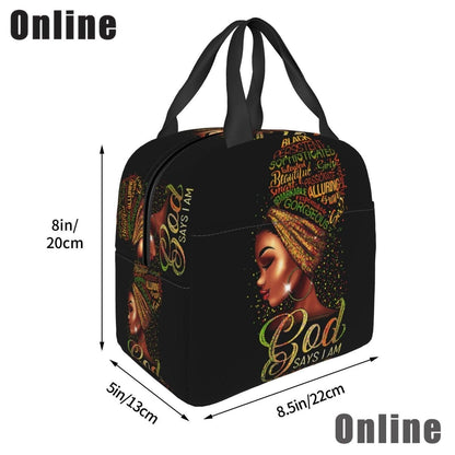 Black Queen African American Girl Lunch Bag - HEPSIBAH SHOP