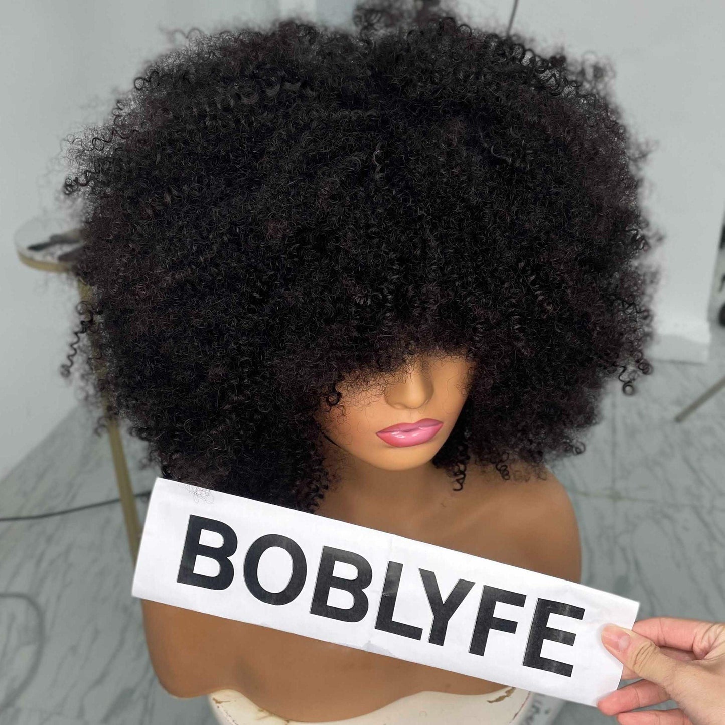 Fluffy Afro 100% Human Hair Kinky Curly Wig - HEPSIBAH SHOP