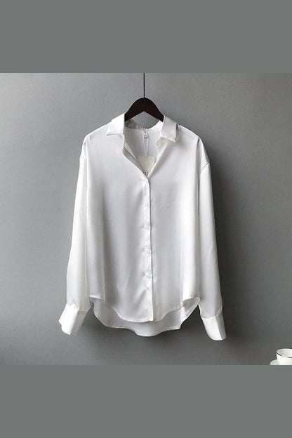 Fashion Button Up Satin Silk Shirt - HEPSIBAH SHOP