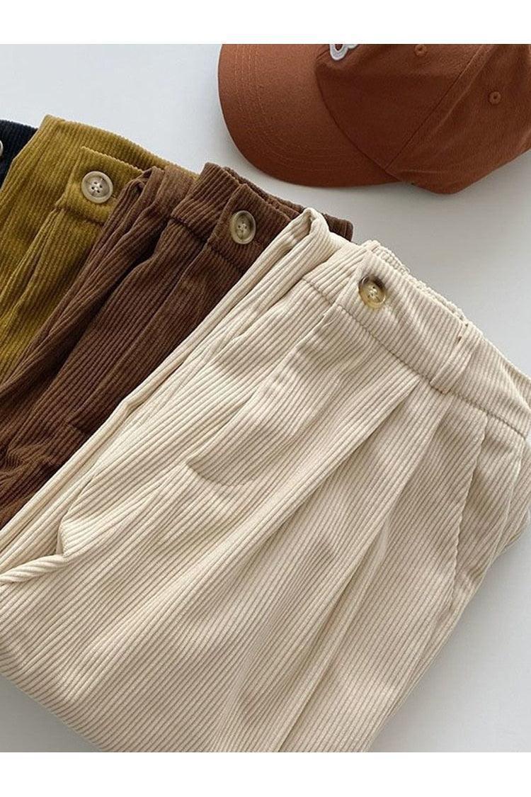 ZOKI High Waist Women Retro Corduroy Pants - HEPSIBAH SHOP