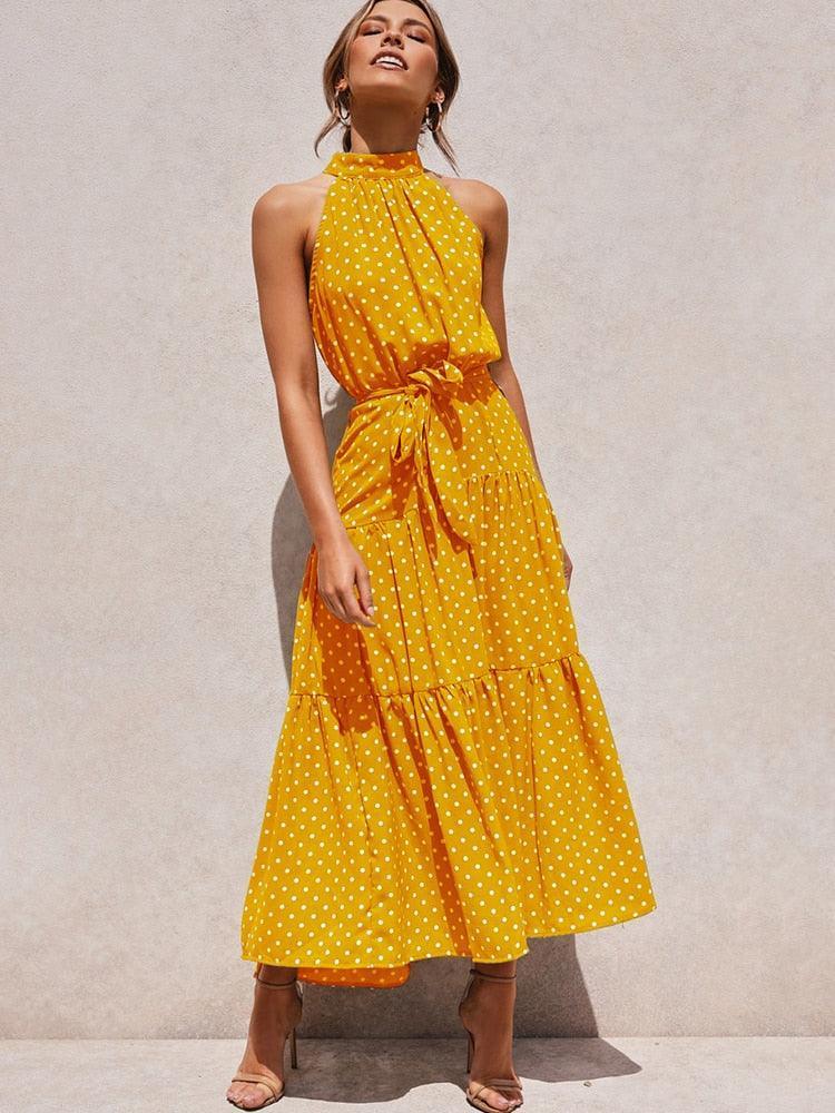 Summer Long Dress Polka Dot Casual - HEPSIBAH SHOP