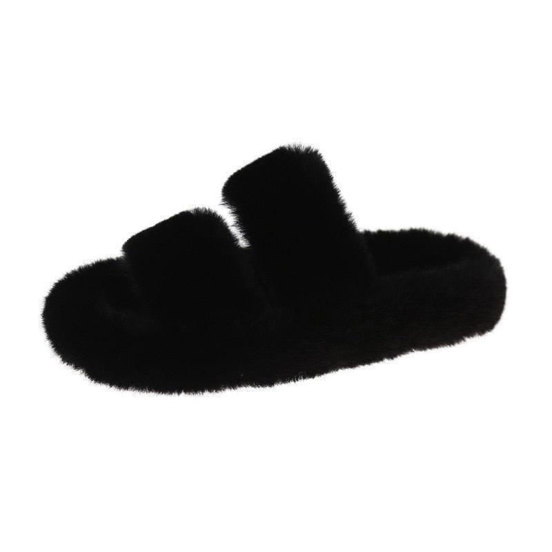 Women Fur Furry Slippers Soft Indoor Slides - HEPSIBAH SHOP