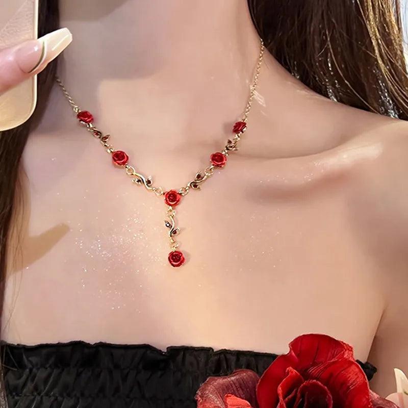 New Fashion Sweet Red Rose Necklaces - HEPSIBAH SHOP