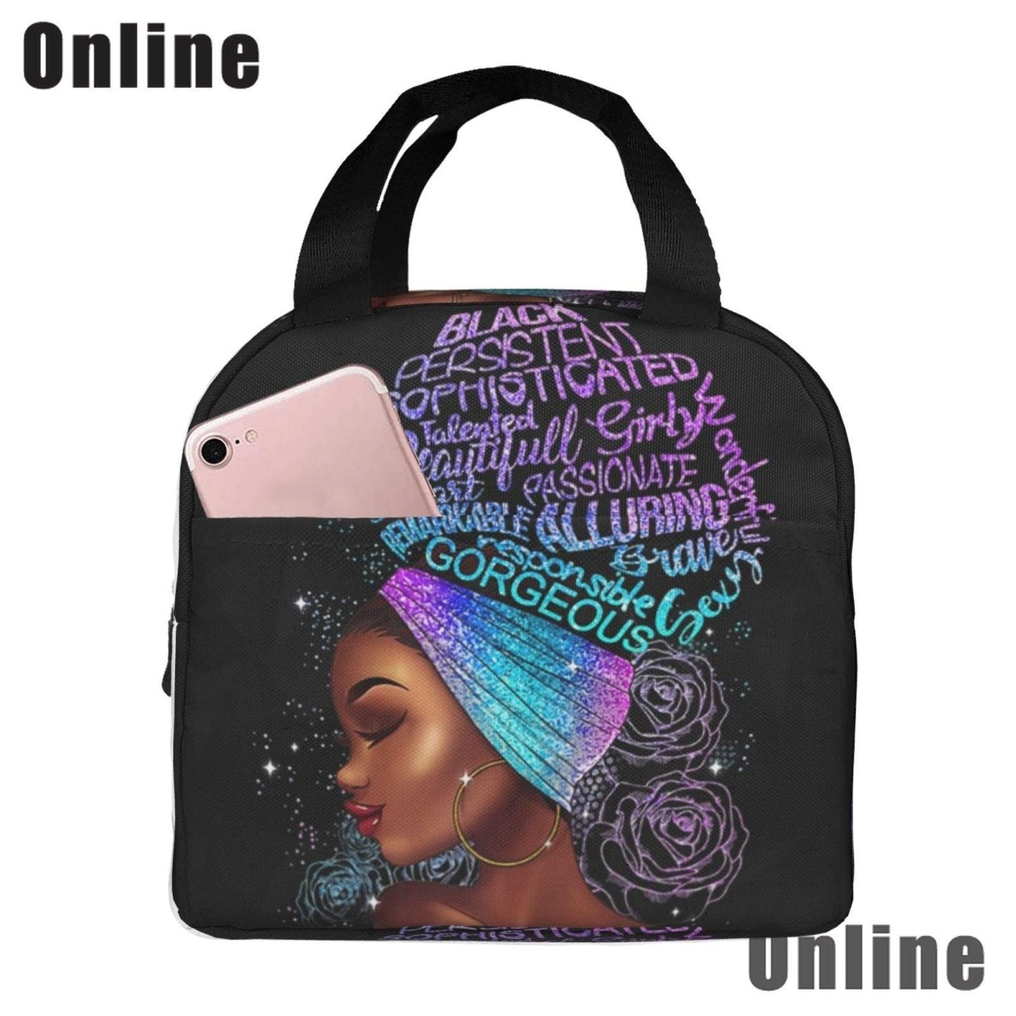 Black Queen African American Girl Lunch Bag - HEPSIBAH SHOP