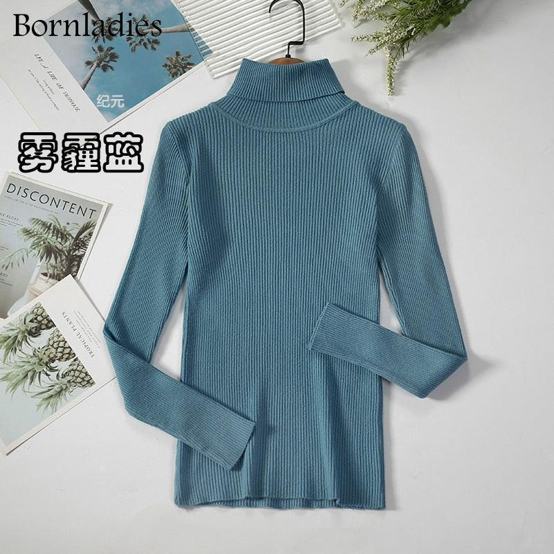 Bornladies Basic Turtleneck Women Sweater Tops Slim - HEPSIBAH SHOP