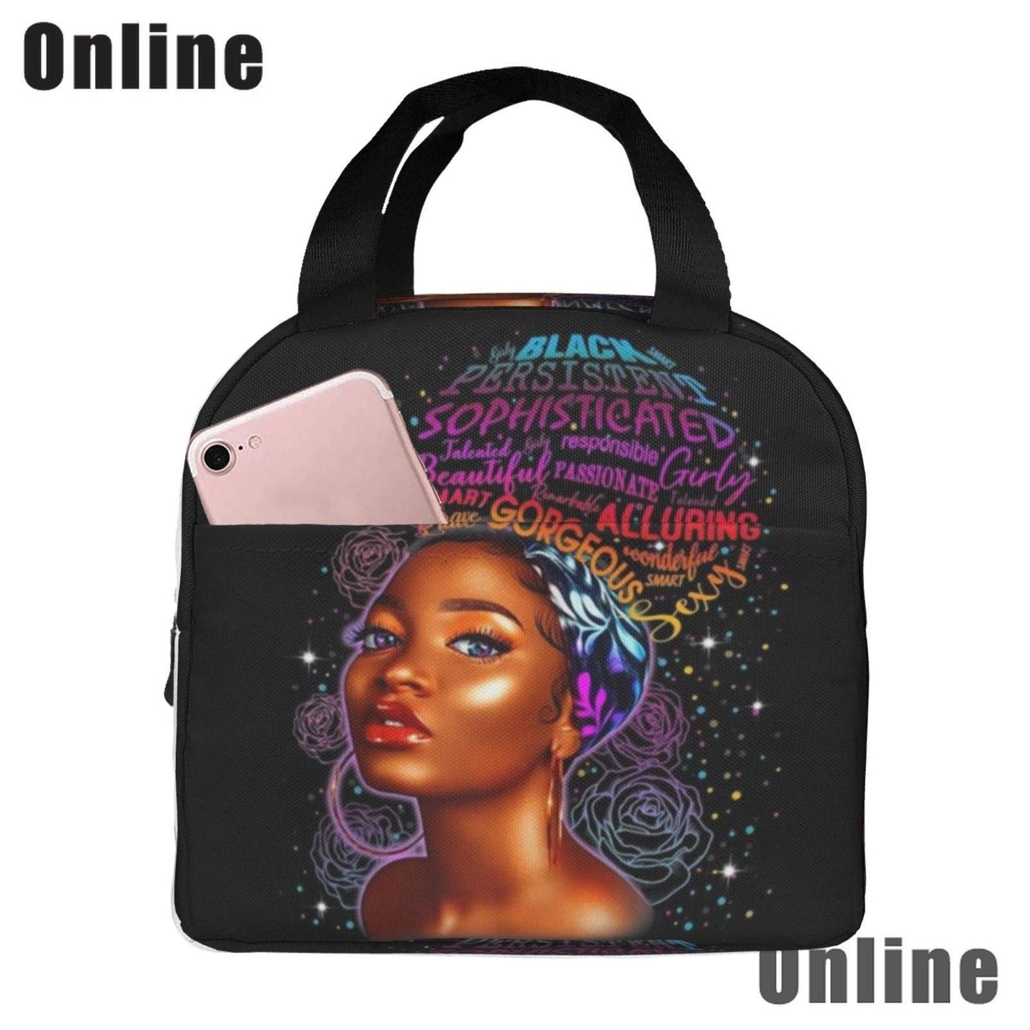 Black Queen African American Girl Lunch Bag - HEPSIBAH SHOP