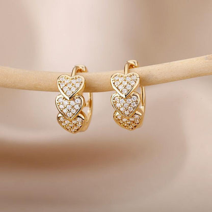 Heart Zircon Hoop Earrings for Women - HEPSIBAH SHOP