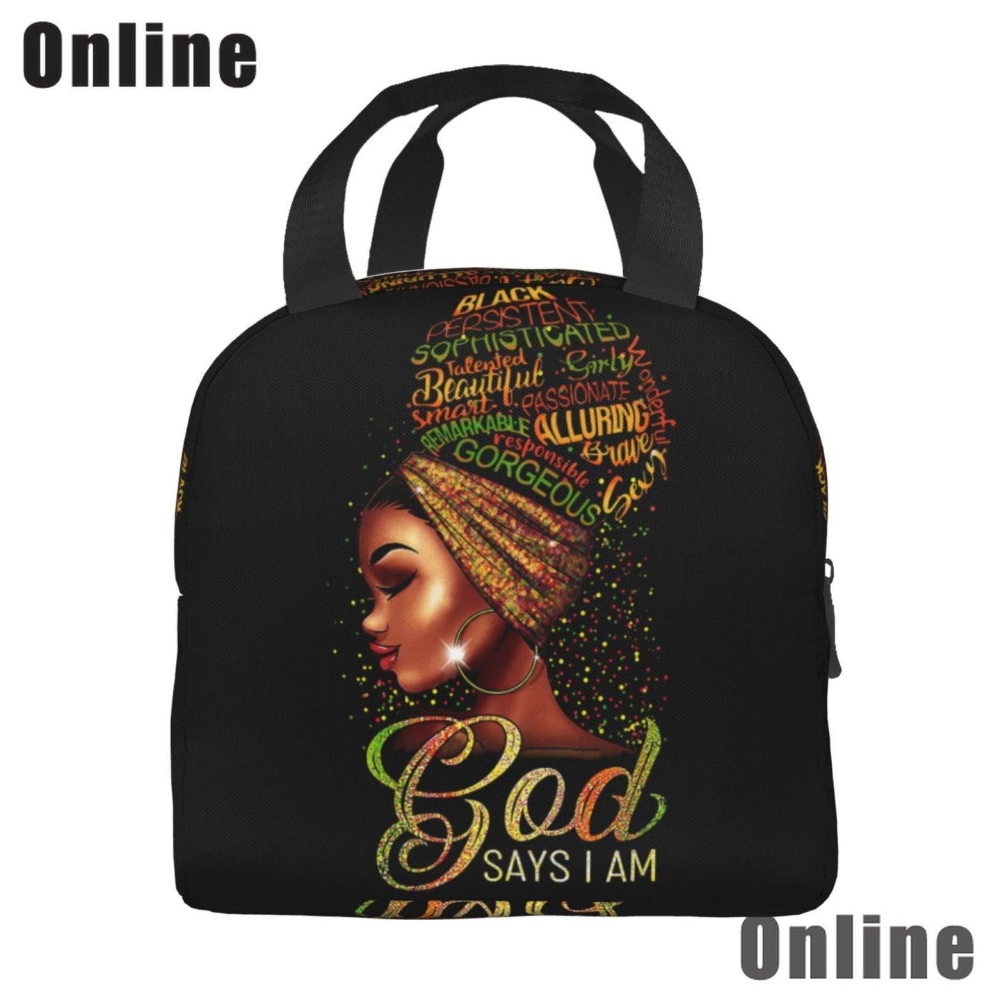 Black Queen African American Girl Lunch Bag - HEPSIBAH SHOP