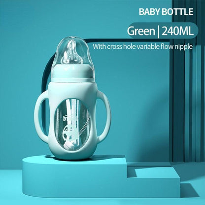 Cute Glass Baby Bottle Soft Feel Silicone Straw - HEPSIBAH SHOP