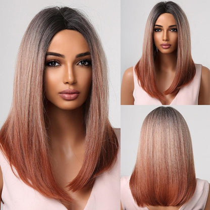 Short Straight Synthetic Blonde to Brown Ombre Bob Wig - HEPSIBAH SHOP