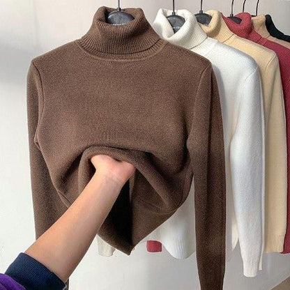 Turtle Neck Winter Sweater Women Elegant Thick Warm Female Knitted Pullover Loose Basic Knitwear Jumper Drop Shipping - HEPSIBAH SHOP