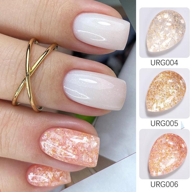 UR SUGAR 7ml Gold Glitter Gel Nail Polish Platinum Shining Mineral Sequins Soak Off UV LED Gel Nail Semi Permanent Manicure - HEPSIBAH SHOP
